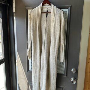 Knit Duster w/Leather Detailing